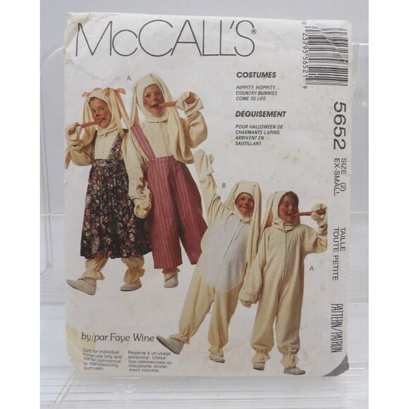 McCall's 5652 Children's Size 2 Rabbit Costume Pattern ©1991 NOS - Picture 1 of 2
